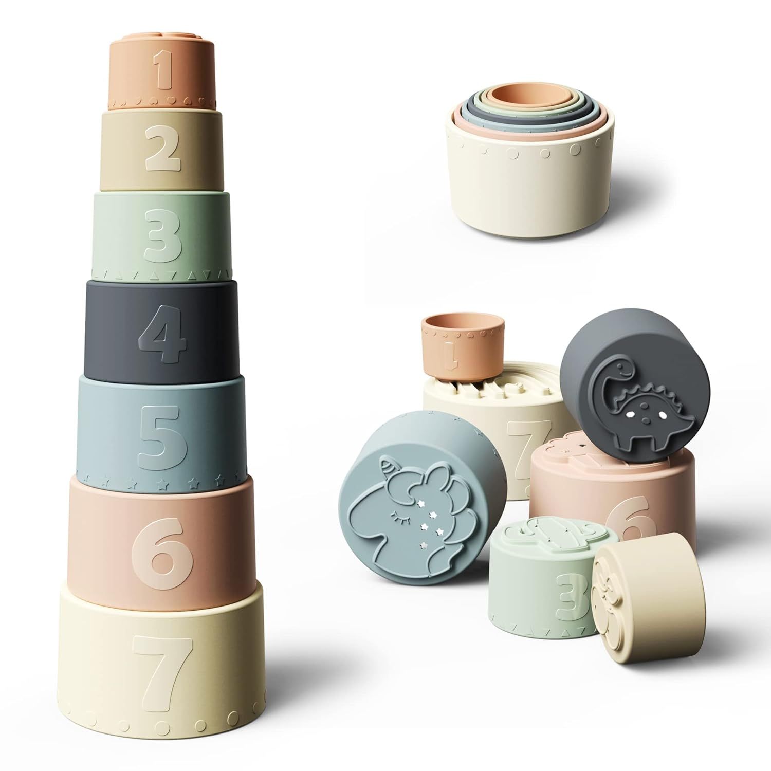 Tazas apilables de silicona