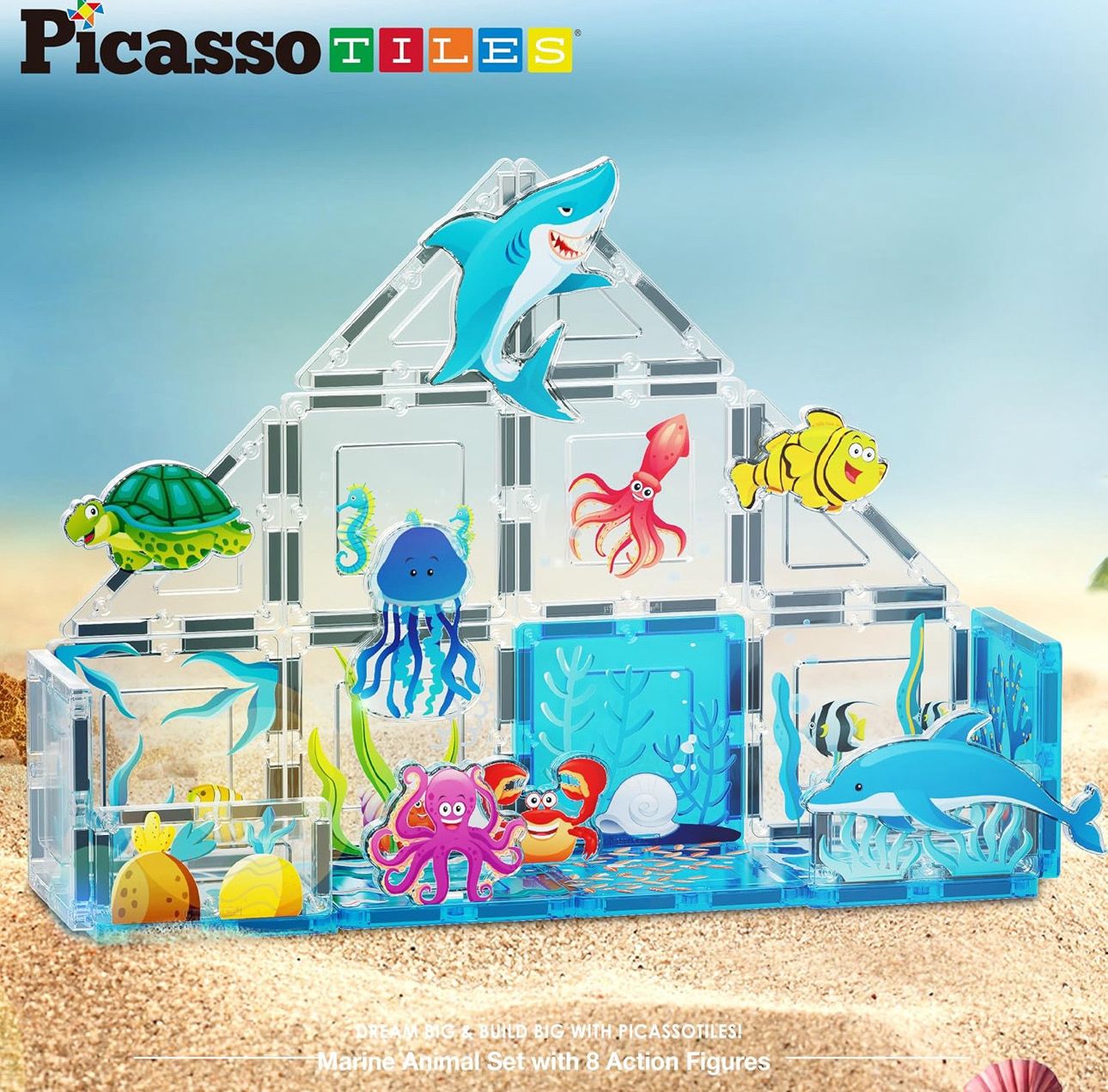 Magnetic tiles marine animals