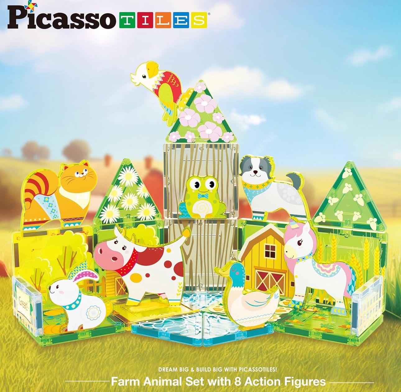 Magnetic tiles farm animal set