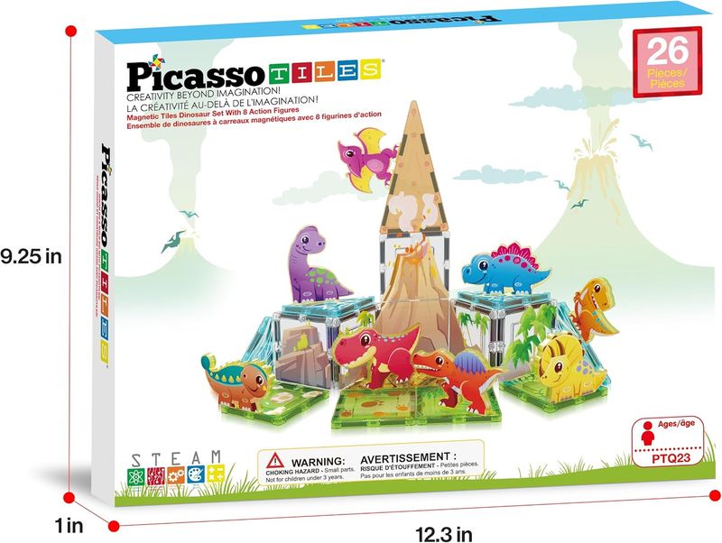 Magnetic tiles Dinosaur set with 8 action figures