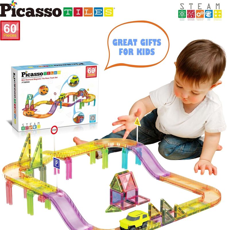 Pista de Carros Mini 60 Piezas - Bloques Magneticos