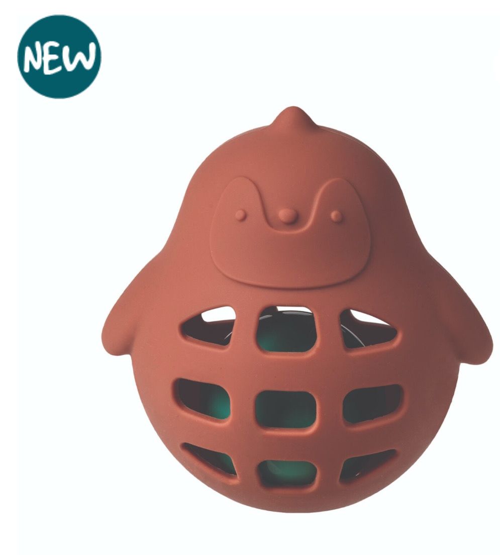 Pingüino de silicona con sonajero, Modelo: Rojo