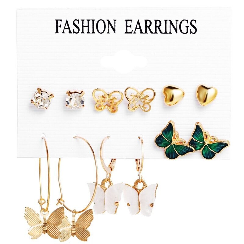 Fashion Gold Butterfly Earring set