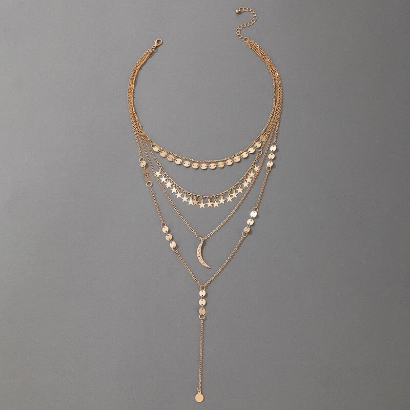 Star Moon Y-shape  Necklace