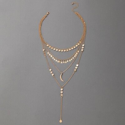 Star Moon Y-shape  Necklace
