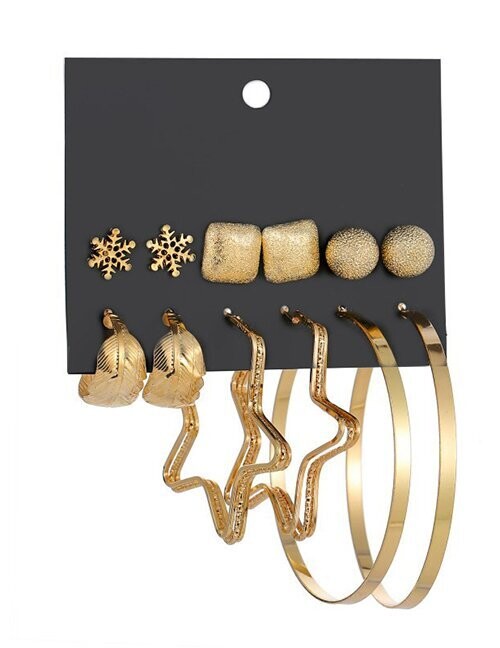 Fashion Leaf Snowflake earring set