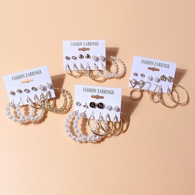 Pearl Gold Earrings Set