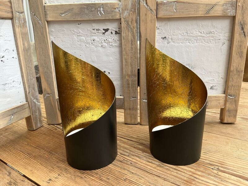 Kandelaars mat zwart goud set
