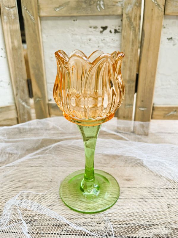 Theelichthouder Tulp medium oranje