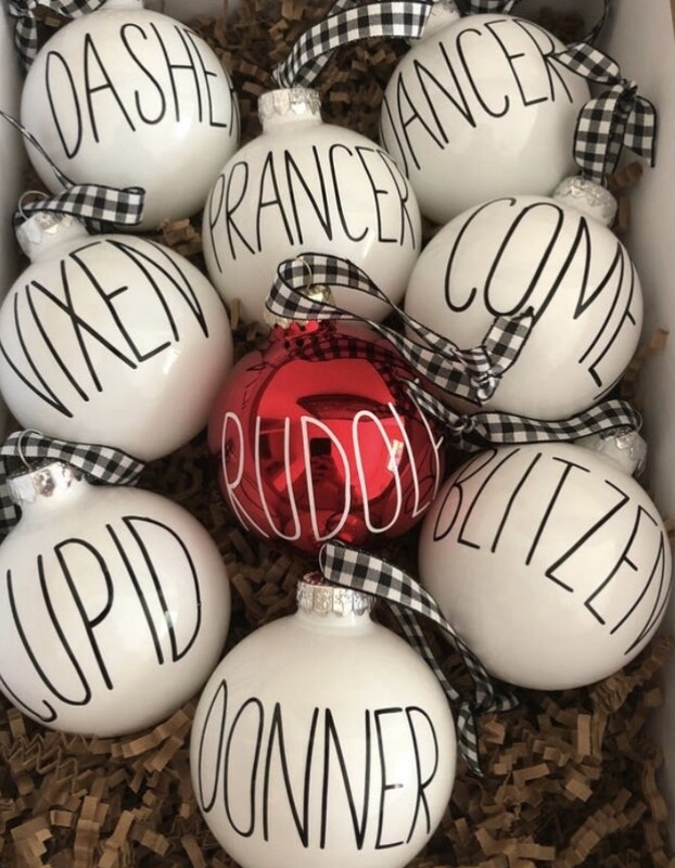 Set of Reindeer Ornament- Glass Balls