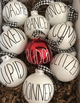 Set of Reindeer Ornament- Glass Balls