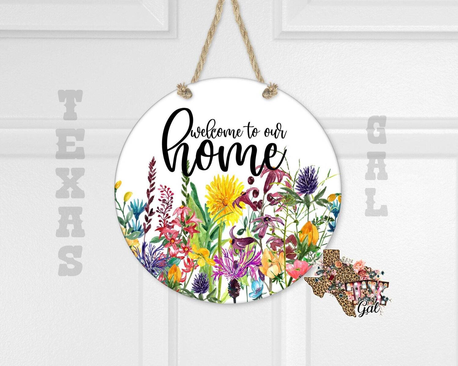 Flowers, Floral, Welcome to our home, 12 inch door hanger, sublimation, digital download, PNG