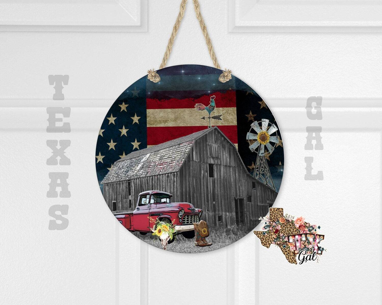 Barn, Flag, 12 inch door hanger, sublimation, digital download, PNG