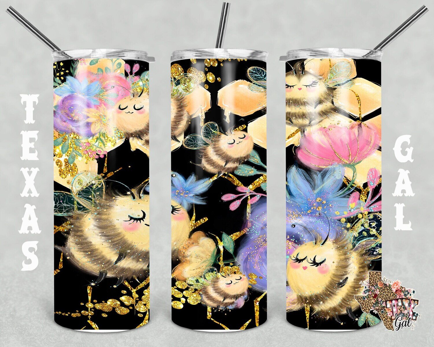20 oz Skinny Tumbler Bee's Honey Bee's Cute Seamless Sublimation Design PNG Instant DIGITAL ONLY