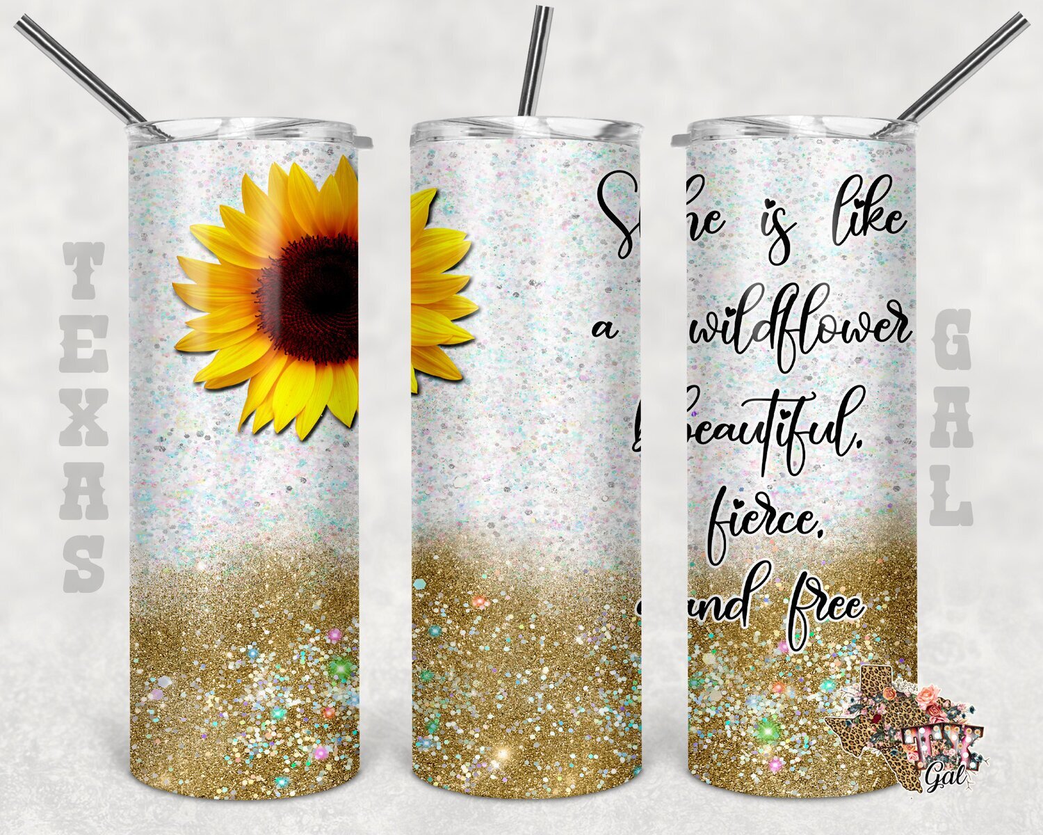 20 oz Skinny Tumbler She Is Like A Wildflower Beautiful Fierce Free Sunflower  Sublimation Design PNG Instant DIGITAL ONLY