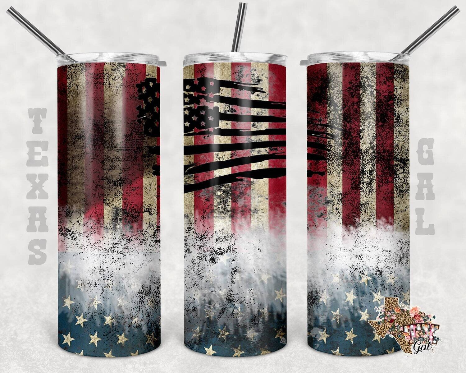 20 Oz skinny tumbler grungy flag wrap tapered straight template digital download sublimation graphics instant download sublimation png