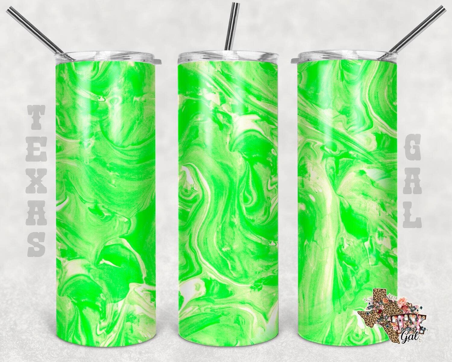 20 Oz skinny tumbler neon green marble wrap tapered straight template digital download sublimation graphics instant download sublimation png