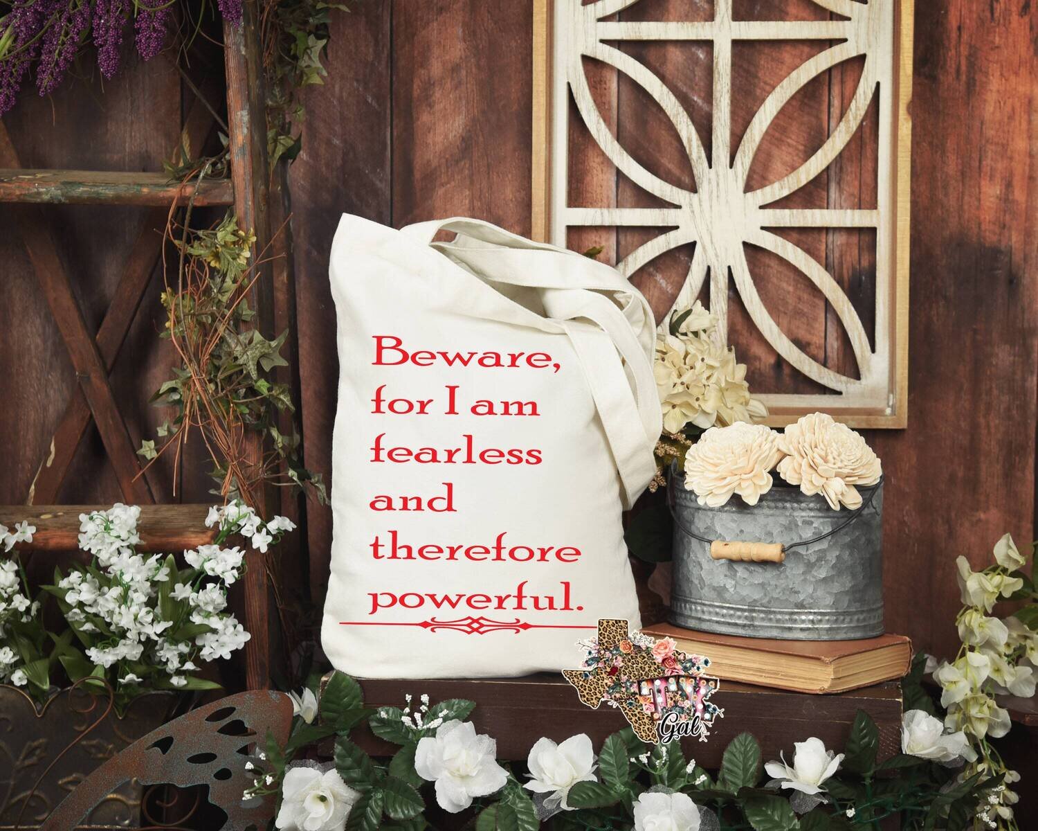 Canvas Tote Beware For I Am Fearless And Therefore Powerful Sublimation Design PNG Instant DIGITAL ONLY