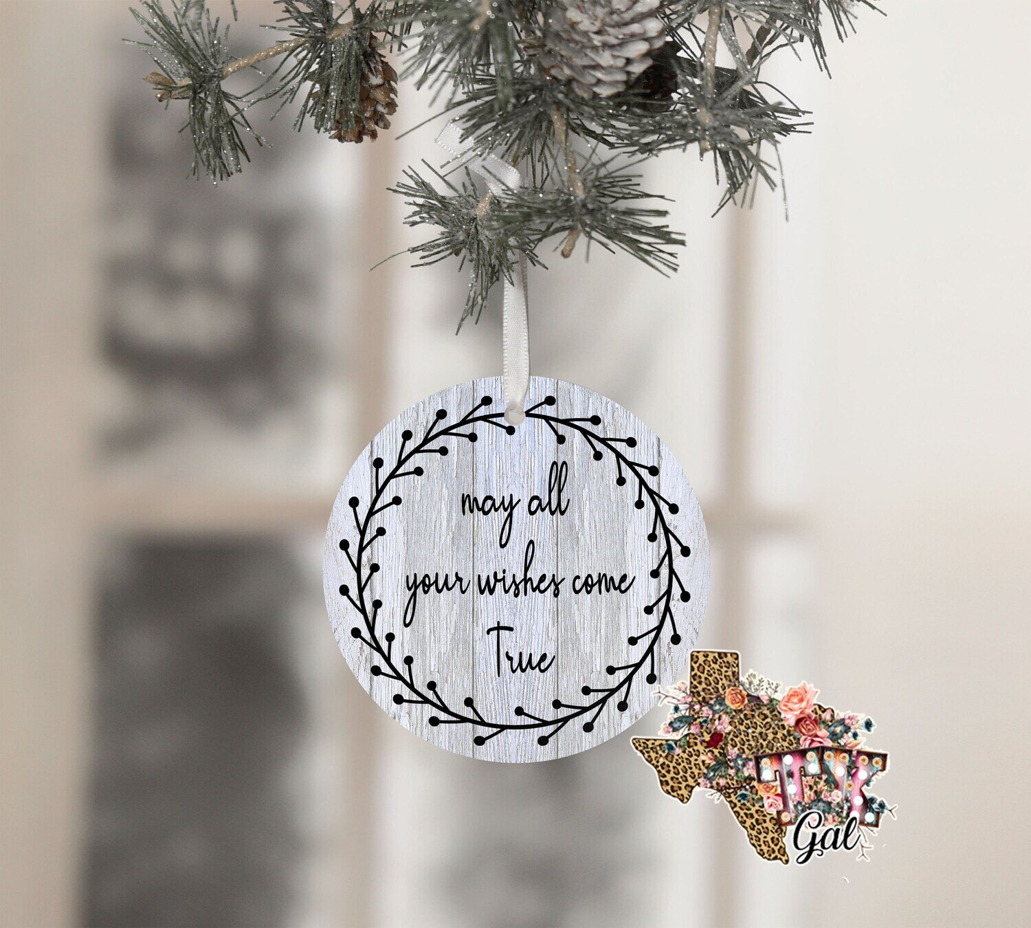 Christmas Round Ornament My All Your Wishes Come True Sublimation Design PNG Instant DIGITAL ONLY