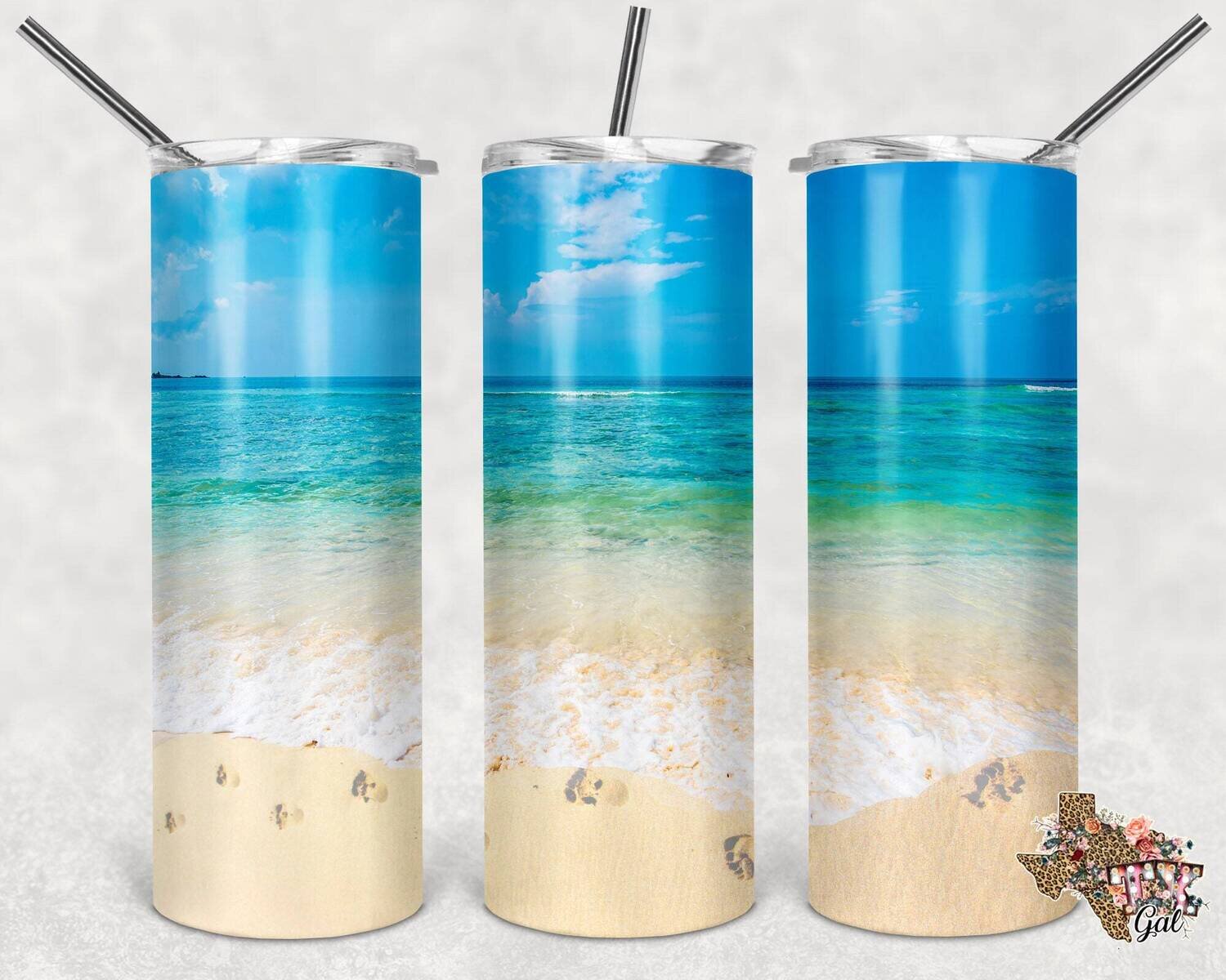 20 Oz skinny tumbler beach footprints wrap tapered straight template digital download sublimation graphics instant download sublimation png
