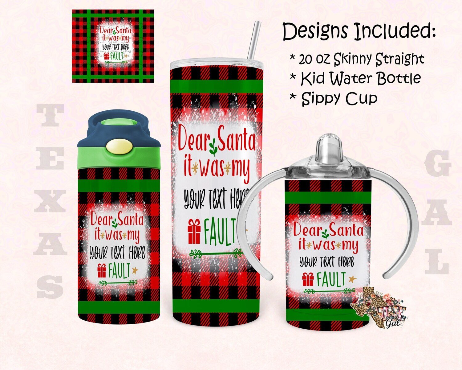 Christmas Dear Santa bundle 20 oz skinny tumbler design 12 oz kid water bottle sippy cup tumbler sublimation digital download PNG