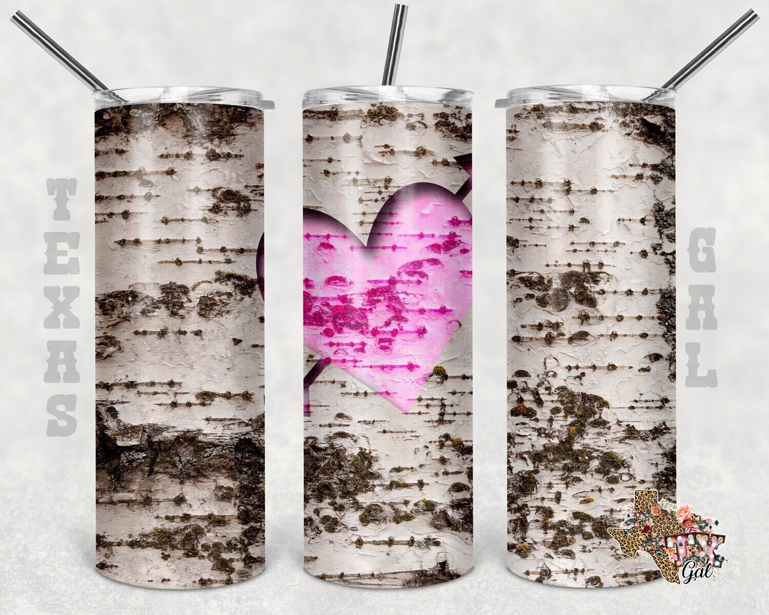 20 oz Skinny Tumbler Valentine's Day Tree Bark Wood Heart Free Editable Thank You And Car Card Sublimation Design PNG Instant DIGITAL ONLY