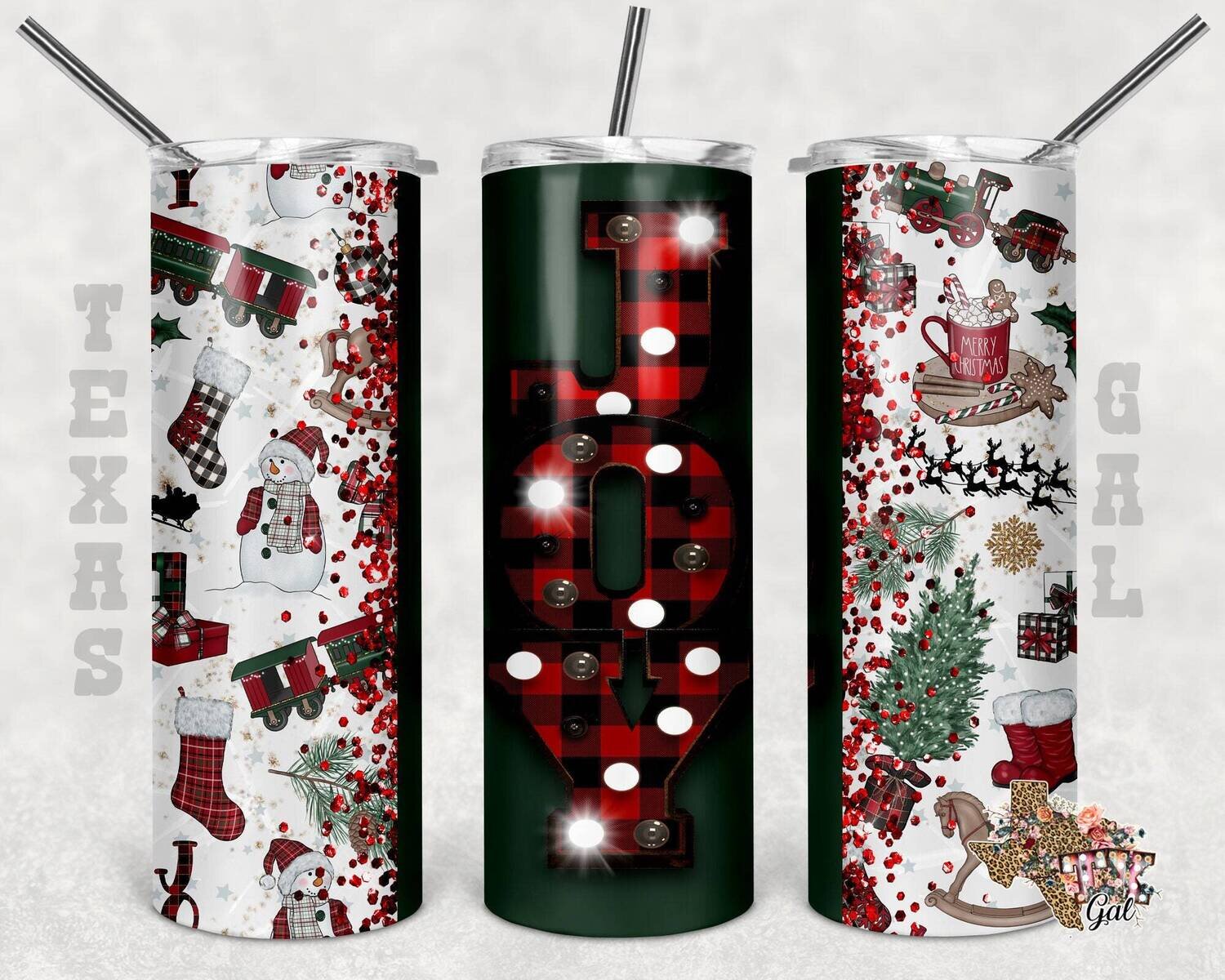 20 oz Skinny Tumbler Christmas Joy Sublimation Design PNG Instant DIGITAL ONLY