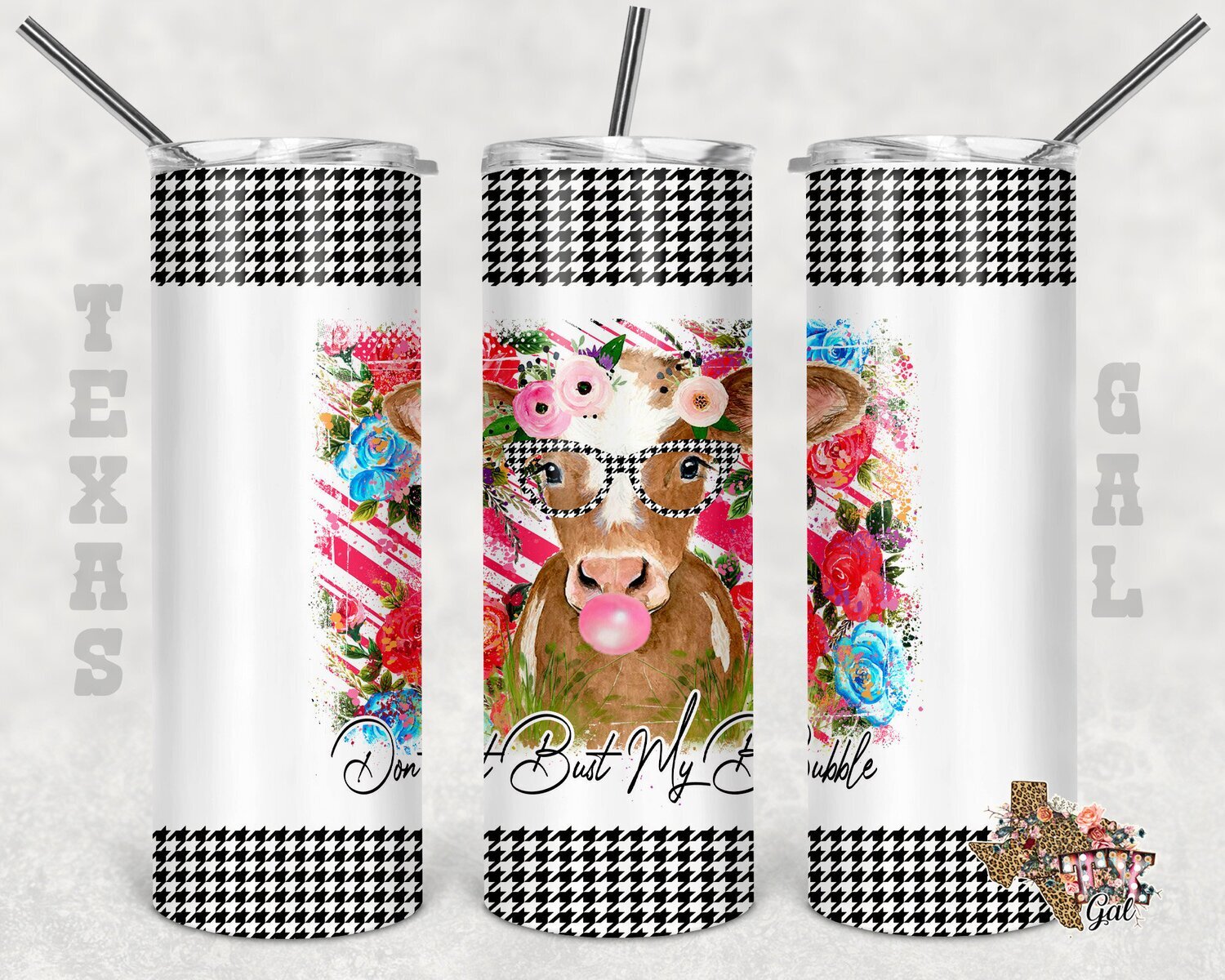 20 oz Skinny Tumbler Cow Don't Bust My Bubble Sublimation Design PNG Instant DIGITAL ONLY