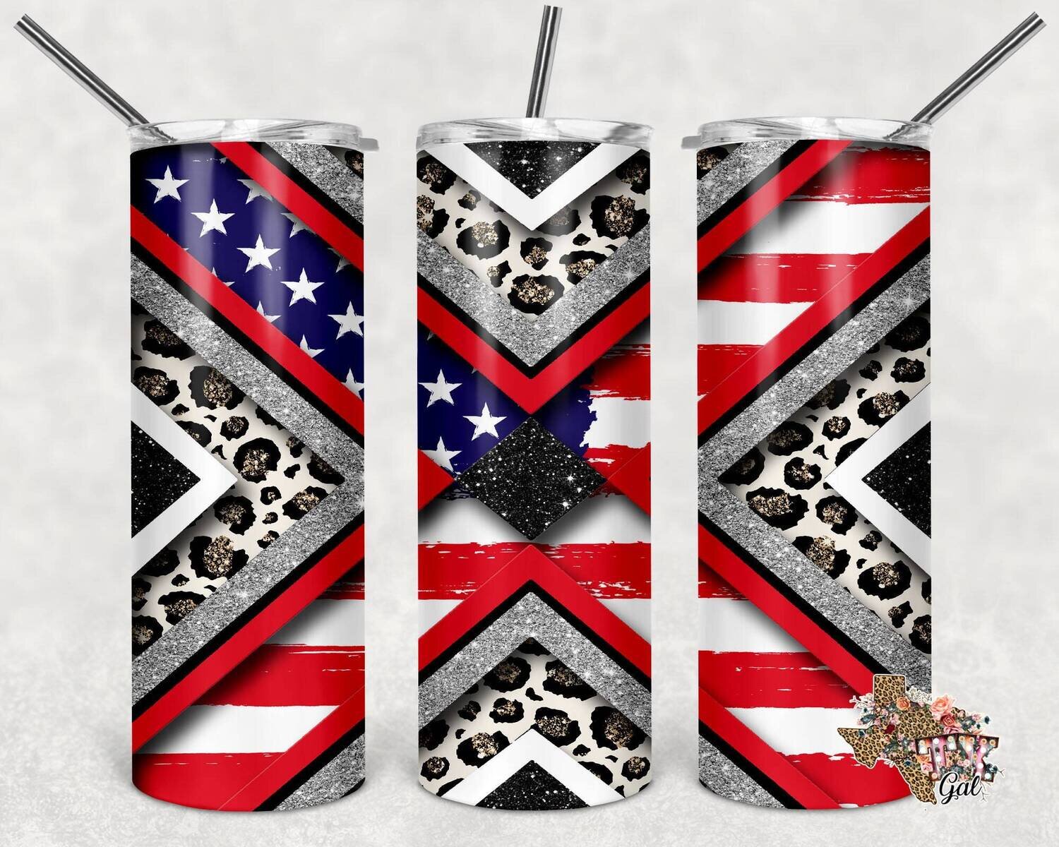 American flag, Leopard, Tumbler design, 20 oz skinny tumbler design, tumbler, sublimation, digital download, PNG