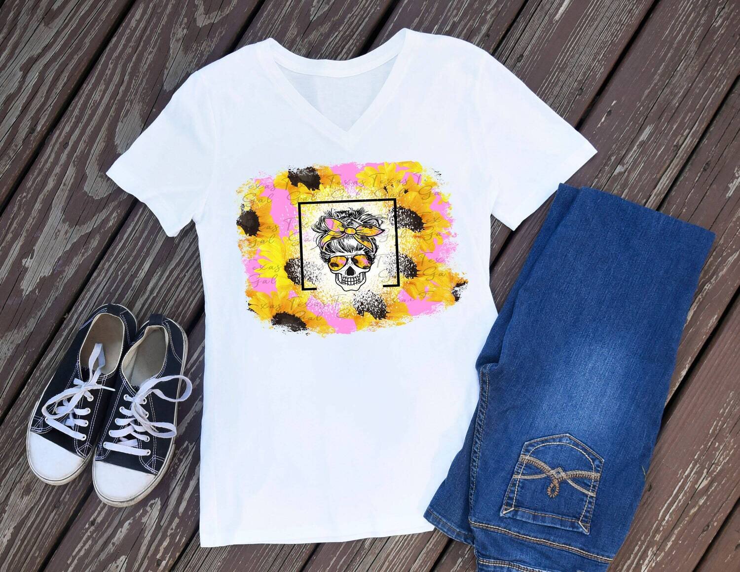 Mom skull, sunflower, T-shirt, sublimation, digital download, PNG