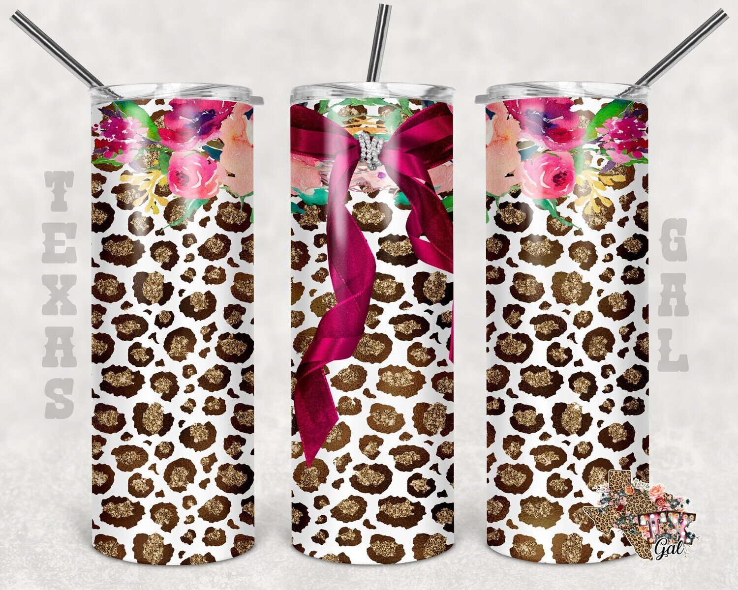 Leopard, floral, Tumbler design, 20 oz skinny tumbler design, tumbler, sublimation, digital download, PNG