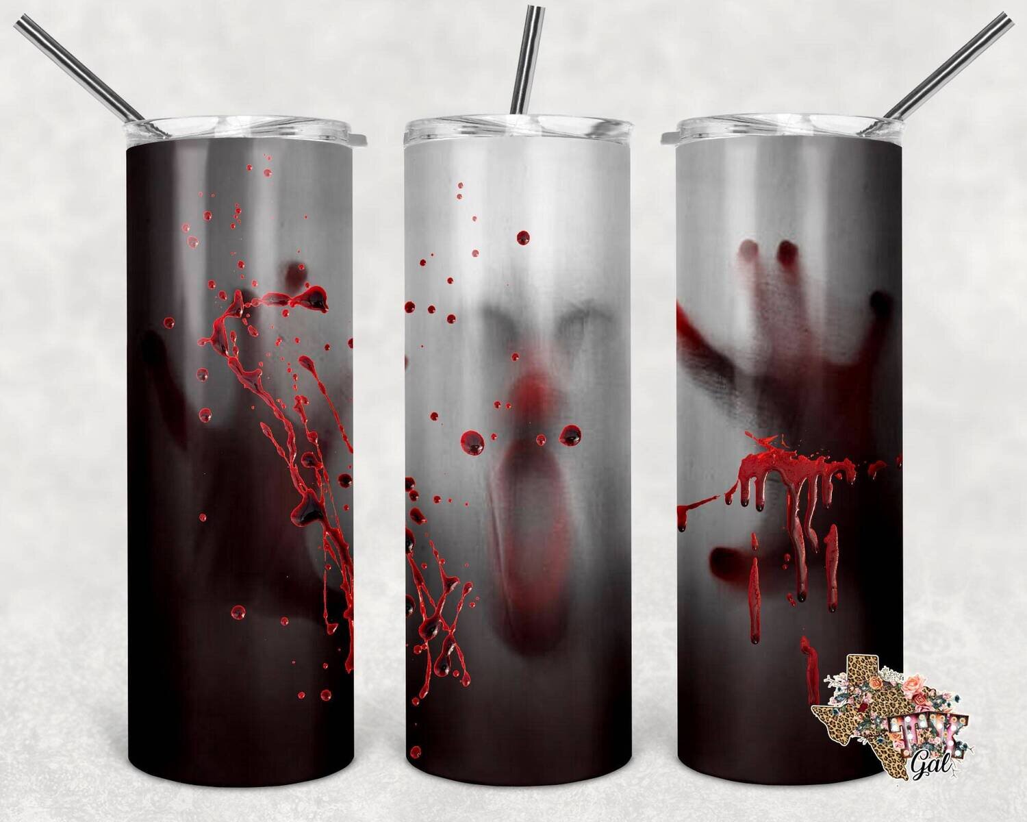 20 oz Skinny Tumbler Creepy Bloody Halloween Sublimation Design PNG Instant DIGITAL ONLY