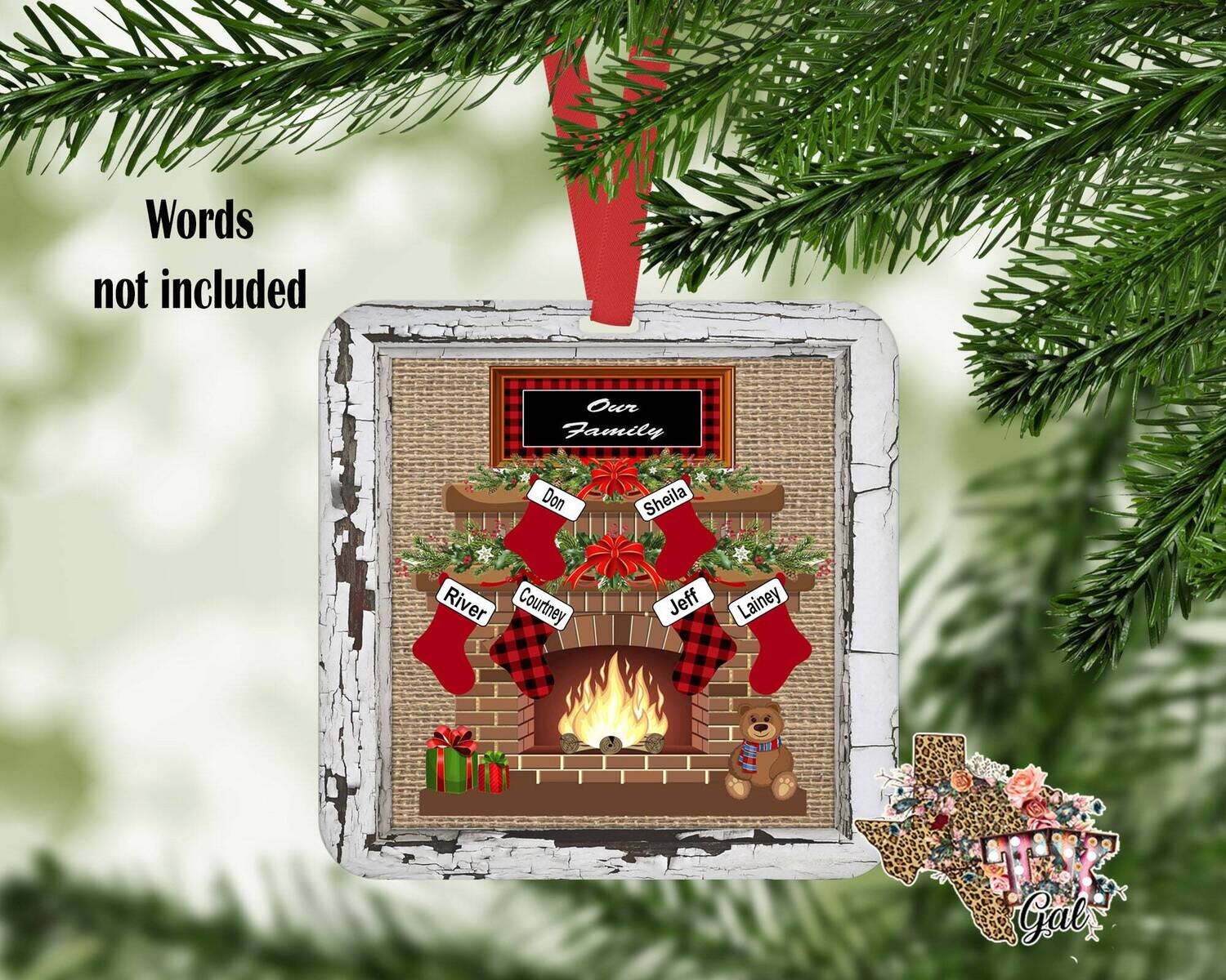Christmas Ornament Personalize Family Sublimation Design PNG Instant DIGITAL ONLY
