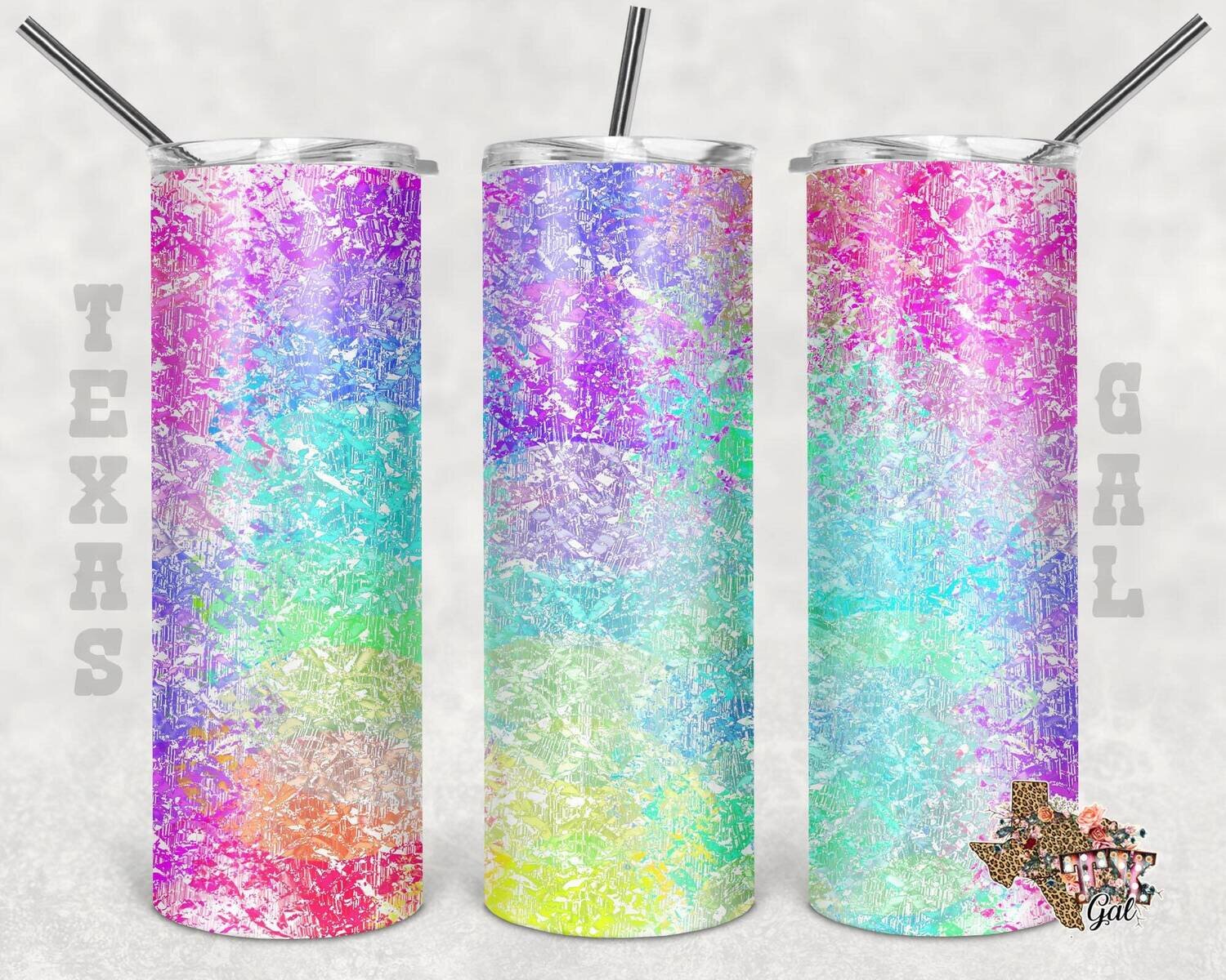 20 oz Skinny Tumbler Watercolor Bright Colors Grungy Seamless Sublimation Design PNG Instant DIGITAL ONLY