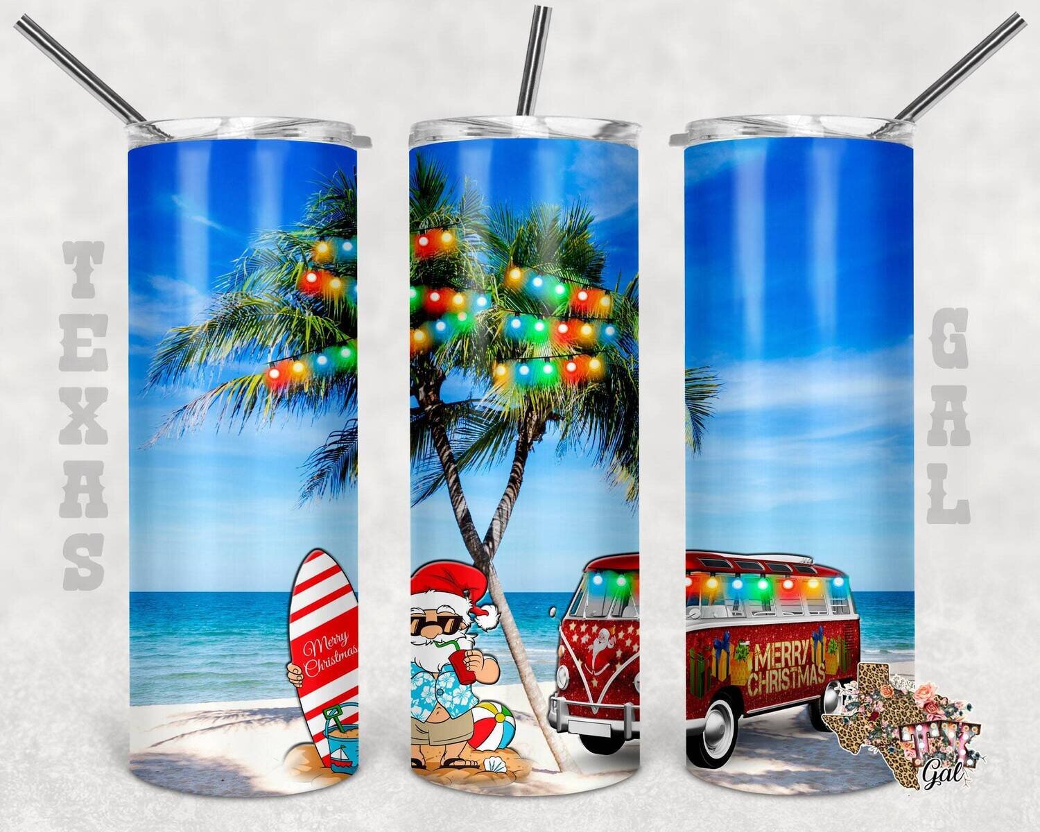 20 Oz skinny tumbler Christmas beach wrap tapered straight template digital download sublimation graphics instant download sublimation png