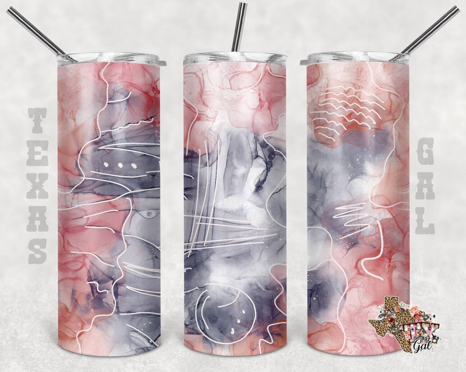 20 oz Skinny Tumbler Mixed Media Watercolor Seamless Sublimation Design PNG Instant DIGITAL ONLY