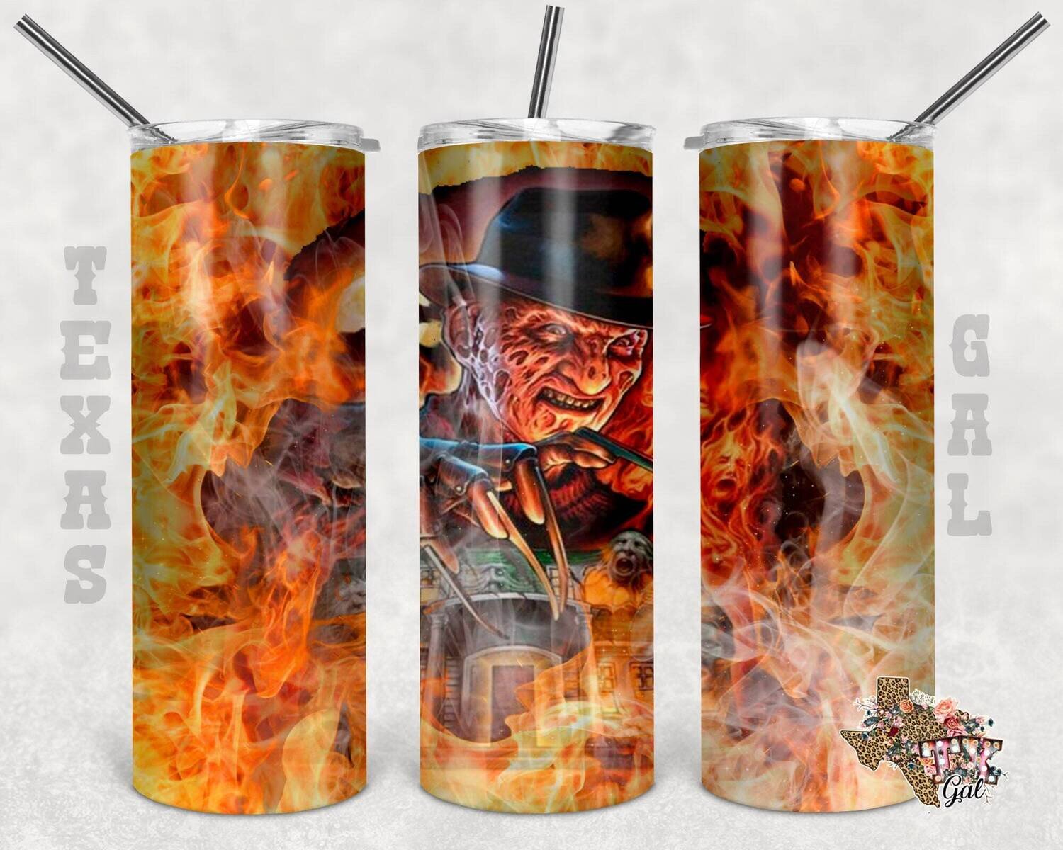 20 Oz skinny tumbler horror fire wrap tapered straight template digital download sublimation graphics instant download sublimation png