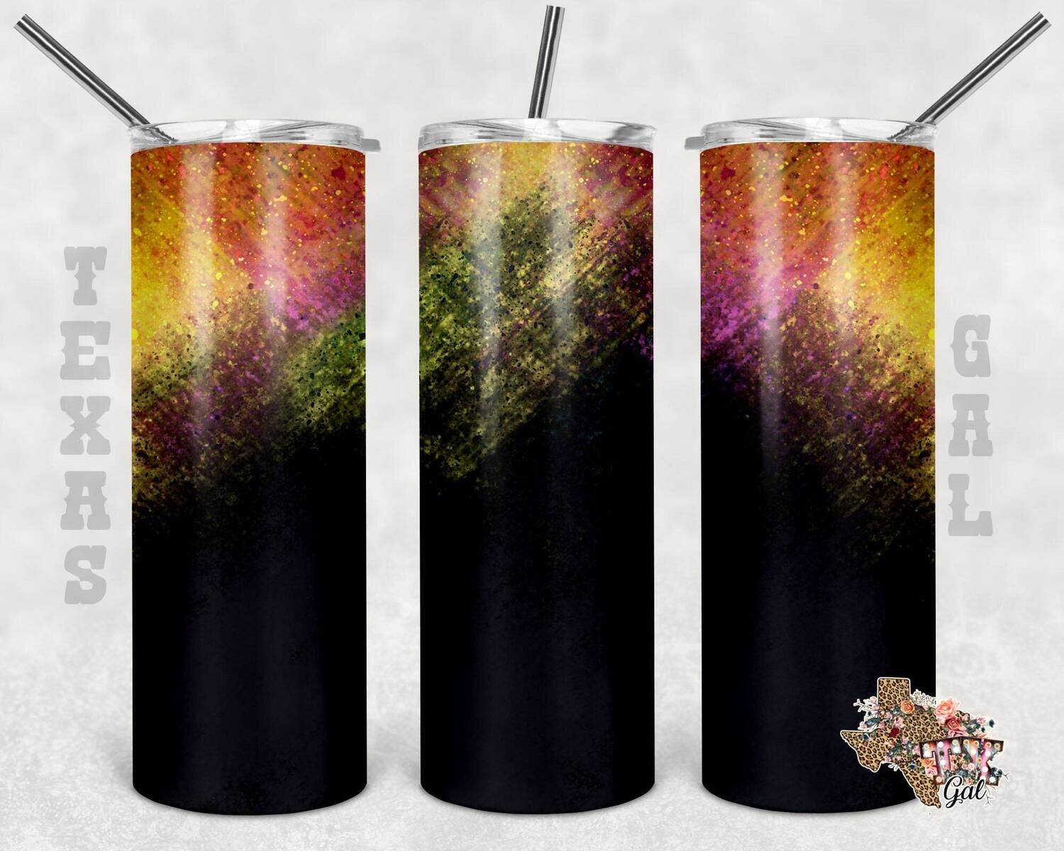 20 oz Skinny Tumbler Watercolor Bright Colors  Sublimation Seamless Design PNG Instant DIGITAL ONLY
