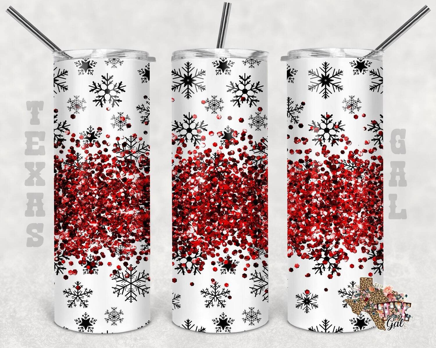 20 oz Skinny Tumbler Glitter Christmas Sublimation Design PNG Instant DIGITAL ONLY