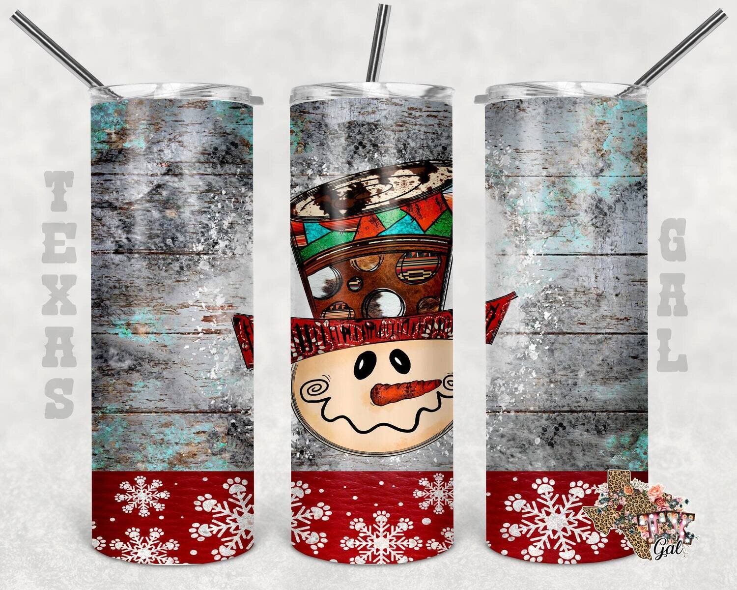 20 oz Skinny Tumbler Snowman Christmas Sublimation Design PNG Instant DIGITAL ONLY