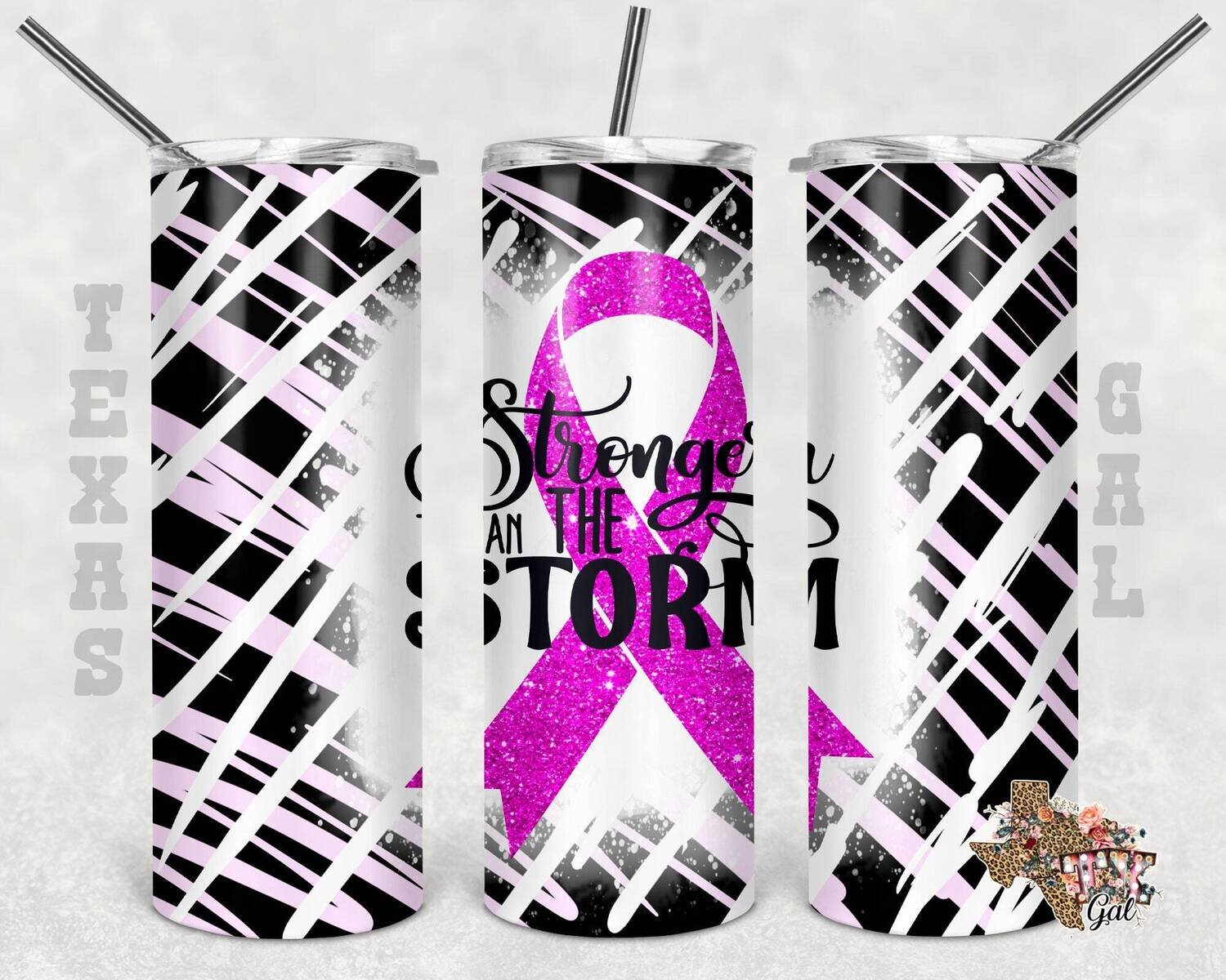 Stronger than the storm, Breast Cancer, Tumbler design, 20 oz skinny tumbler design, tumbler, sublimation, digital download, PNG