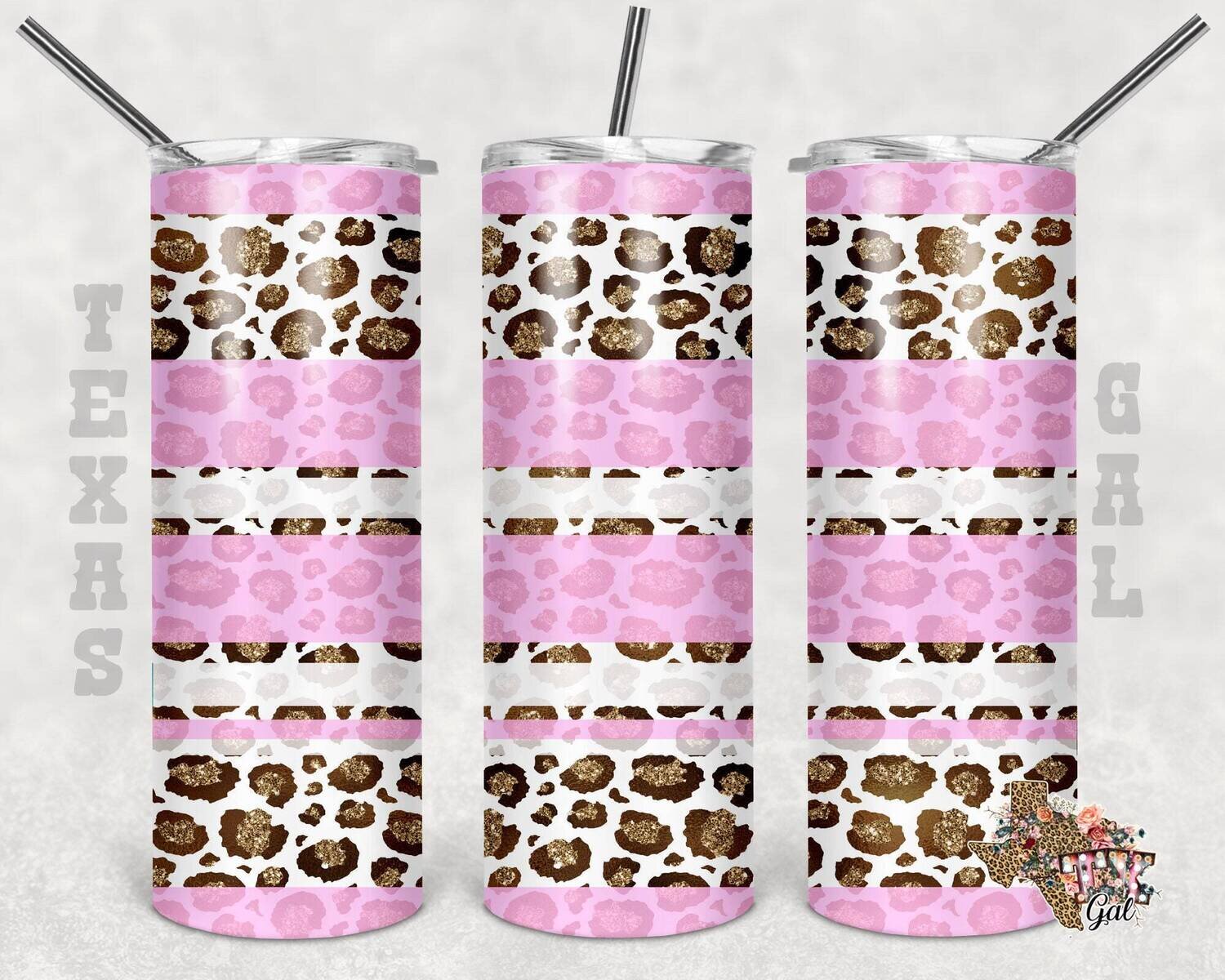 20 oz Skinny Tumbler Pink Leopard Sublimation Design PNG Instant DIGITAL ONLY