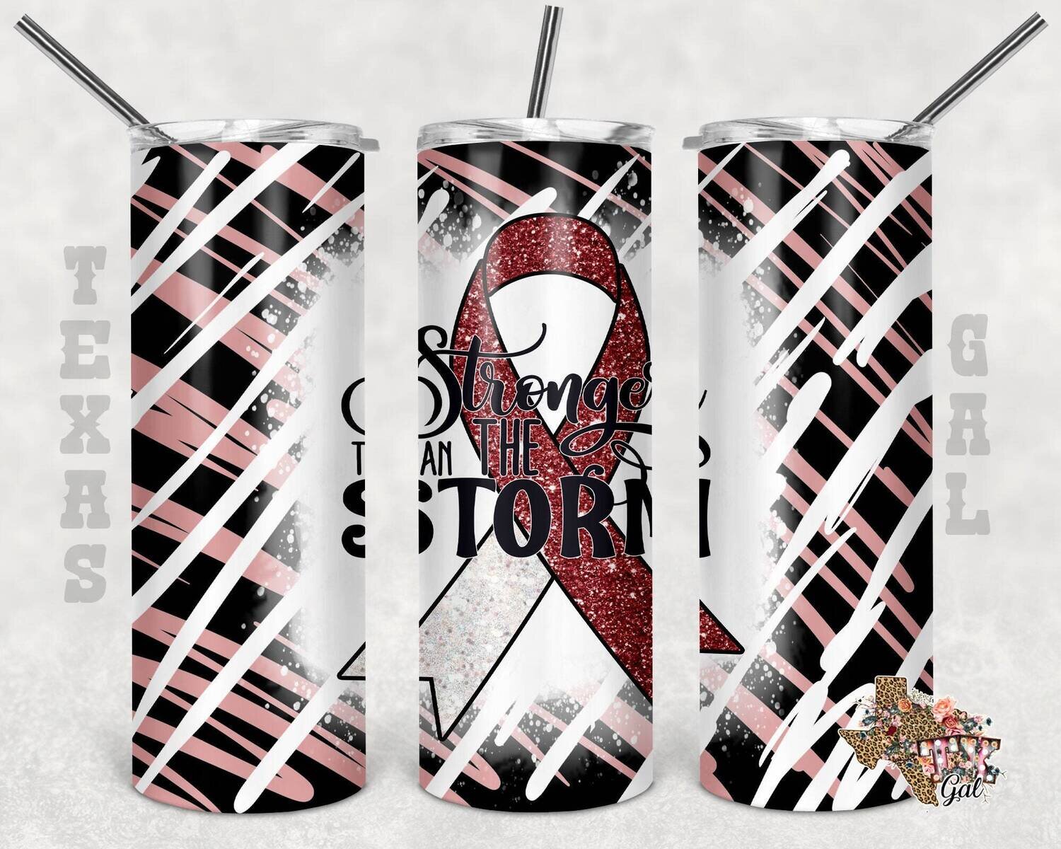 Stronger than the storm, Head and Neck Cancer, Tumbler design, 20 oz skinny tumbler design, tumbler, sublimation, digital download, PNG