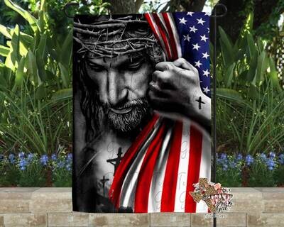 American Flag Garden Flag Jesus  Sublimation Digital Download PNG
