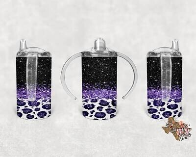 Leopard, Purple, Glitter, Sippy cup, Tumbler design, 12 oz sippy cup design, tumbler, sublimation, digital download, PNG