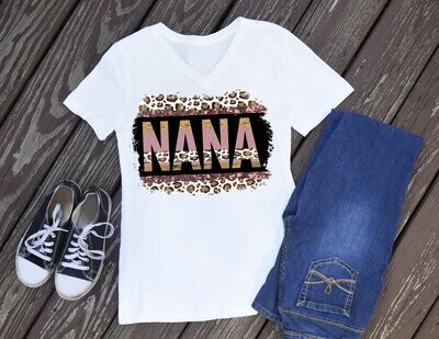 Nana Leopard Rose Gold Glitter T-shirt PNG sublimation digital download