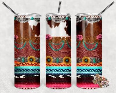 20 Oz skinny tumbler serape cowhide wrap tapered straight template digital download sublimation graphics instant download sublimation png