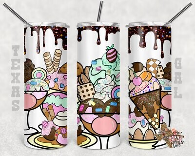 20 oz Skinny Tumbler Ice Cream  Seamless Sublimation Design PNG Instant DIGITAL ONLY