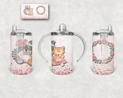 Boho Animals Sippy Cup Personalized Tumbler design, 12 oz sippy cup design tumbler sublimation digital download PNG
