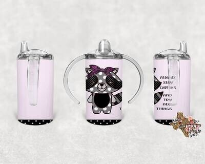 Racoon Always Stay Curious And Try New Things Sippy cup Tumbler design, 12 oz sippy cup design tumbler sublimation digital download PNG